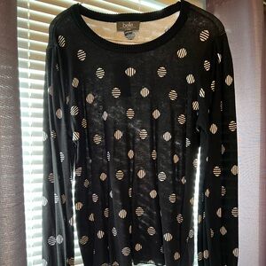 belle by belldini Black and White Polka Dot Women's Top